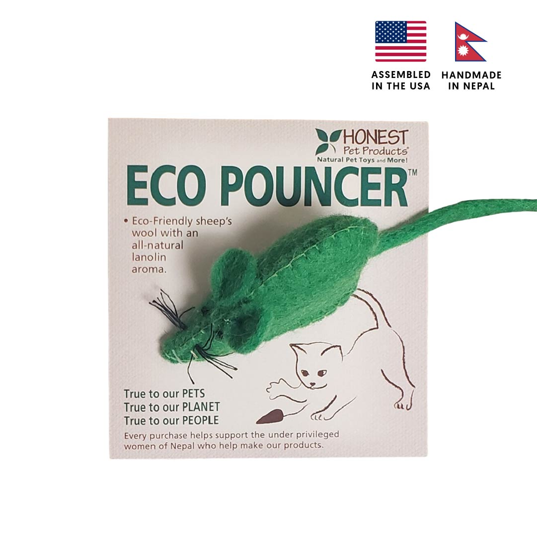 Eco-Pouncer Wool Mouse Cat Toy Handmade in Nepal, Assembled in
